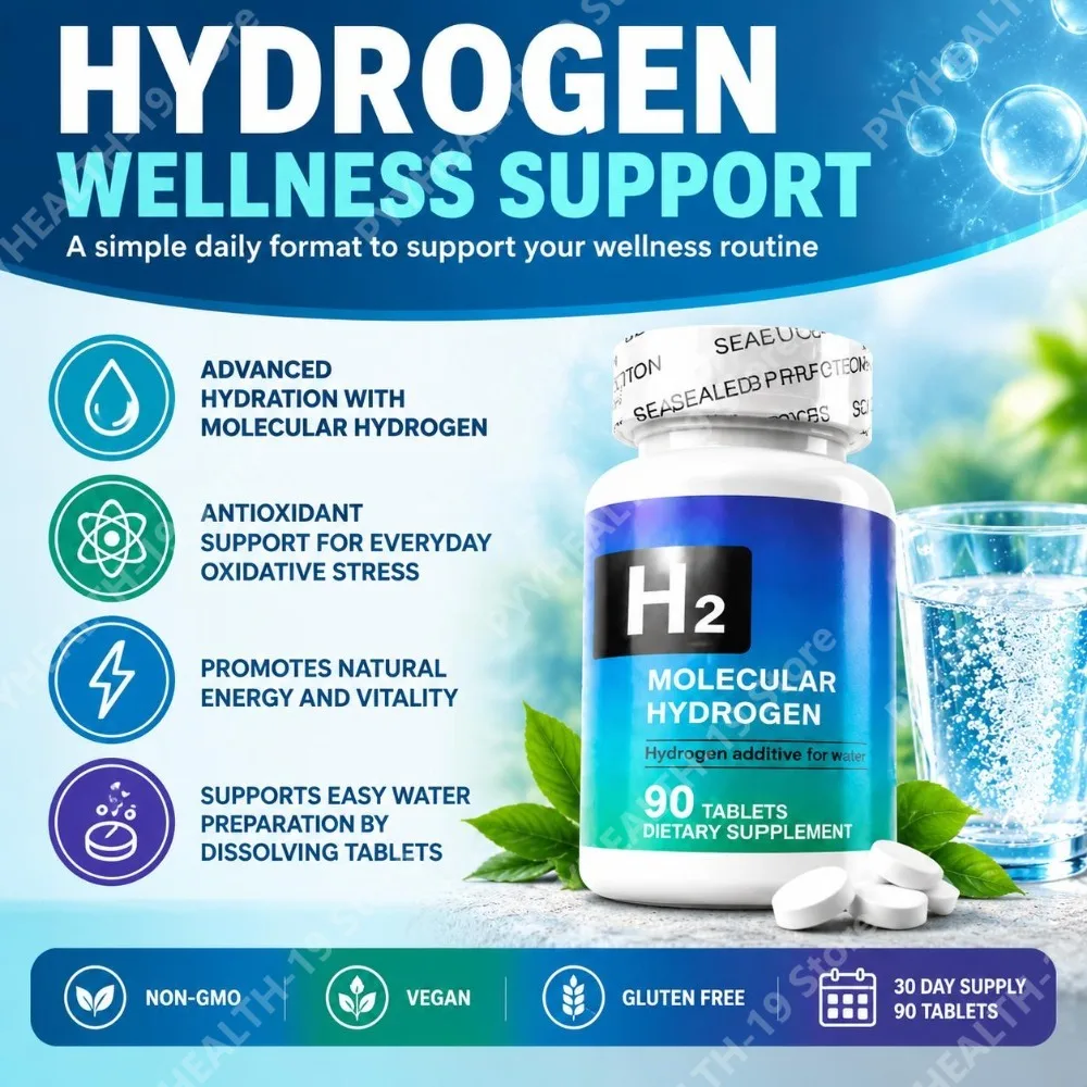 H2 Molecular Hydrogen Water Tablets, 90 Tablets,Supports Advanced Hydration, Antioxidant Activity & Natural Energy,30 Day Supply
