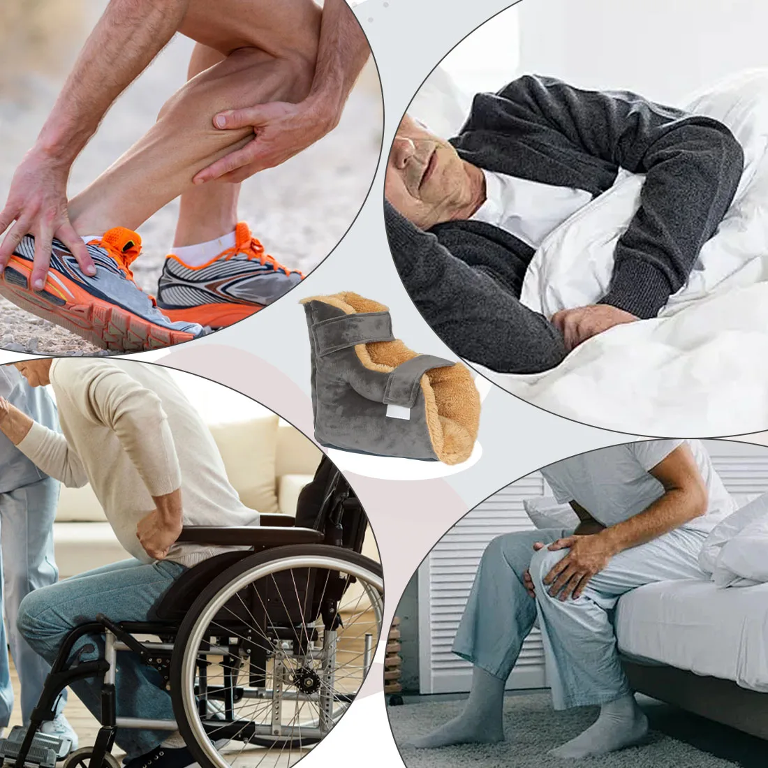 Ehucon Cuscini protettivi per tallone extra spessi Cuscini per piedi limitatrici di pressione Anziani costretti a letto Previene le ferite del letto Copertura in schiuma pelosa