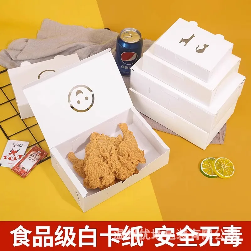 Customized. Kraft Paper Fried Chicken to-Go Box Snack Oil-Proof Takeaway Chicken Block Box Commercial Disposable Take-out Box in