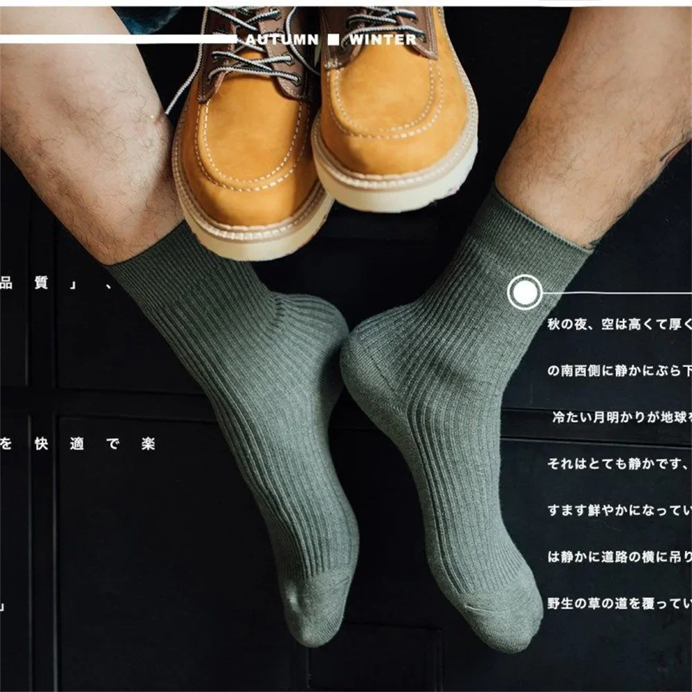 6 Pairs/Pack Winter Spring Men Socks Cotton High Quality Set Business Male Socks Soft Socks Double Needle Plus Size (38-45)