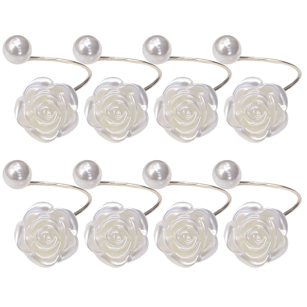 8Pcs Silver Rose Flower Napkin Rings Napkin Buckles For Wedding Banquet Party Dinning Table Decoration Napkin Holder Metal
