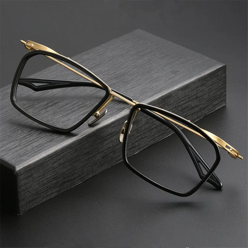 Ultralight Titanium Square Glasses Frame Men Business Handmade Eyeglasses Optical Myopia Eyewear Women Spectacles 150mm Big Size