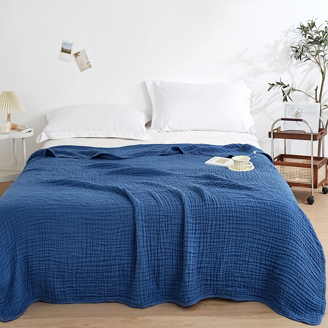 100% katoenen mousseline deken, 6-laags ademende katoenen plaid voor groot bed en bank, mousseline deken voor volwassenen voor alle seizoenen