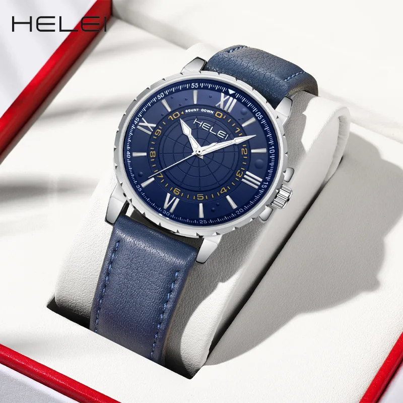 HELEI Counter New Products Men's Watches Waterproof Quartz Watches Ancient Roman Numeral Dial