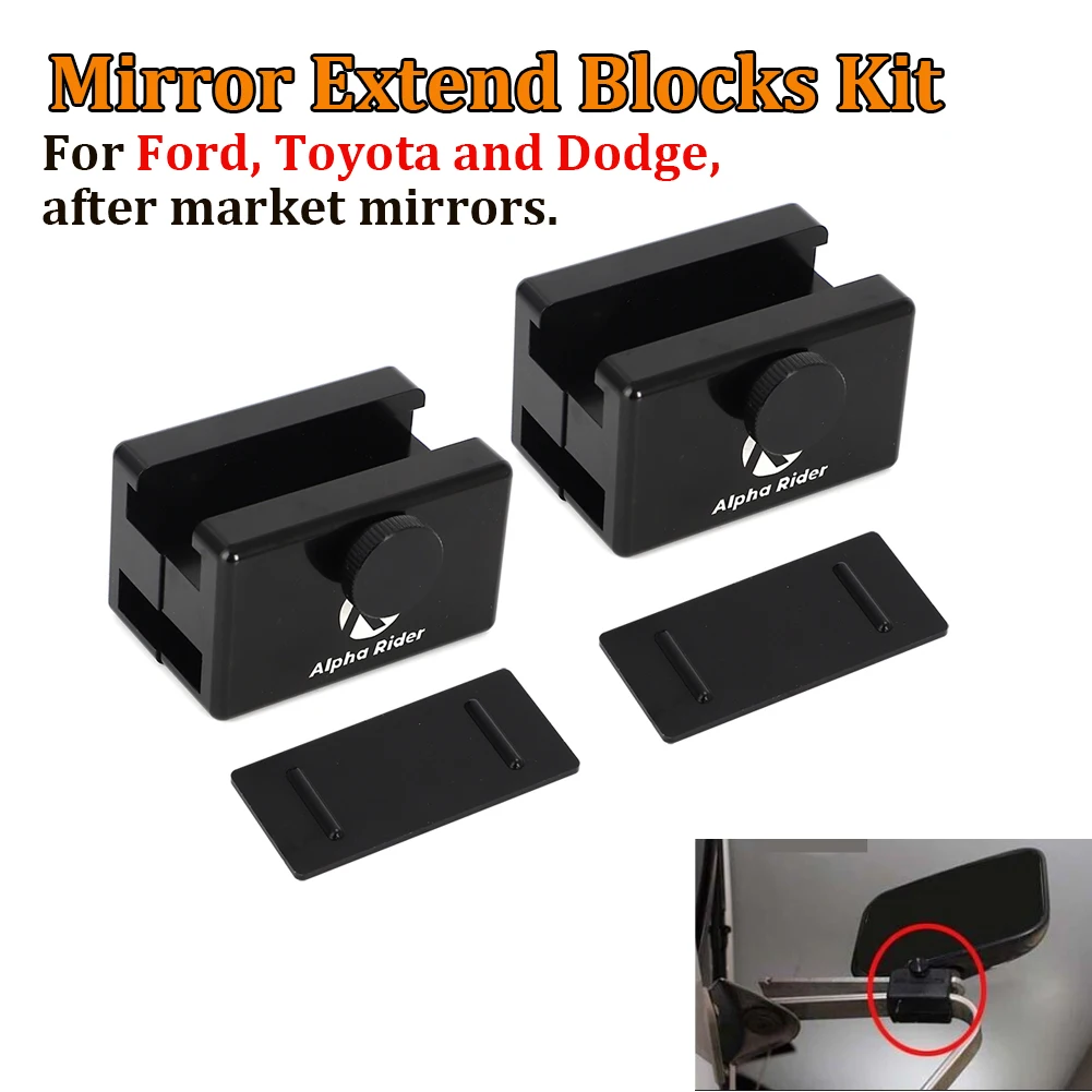 

2pcs Pair Aluminum 2-point Mirror Extender Extend Blocks Kit For Ford Toyota Dodge