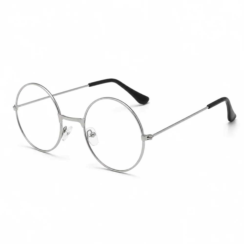 Anime Character Cosplay Glasses Retro Round Metal Frame Clear Lens Circle Costume Accessory Flat Art Eyewear