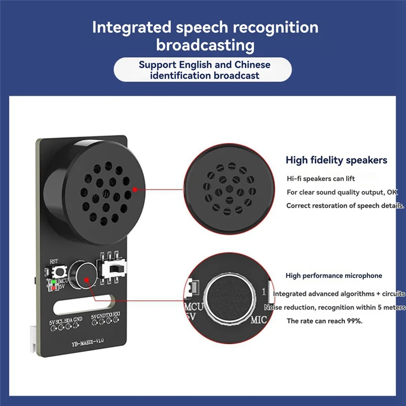 

T82C Лидер продаж-AI модуль распознавания голоса для робота ROS CI1302 последовательный порт датчик звука распознавание вещания модель обучение