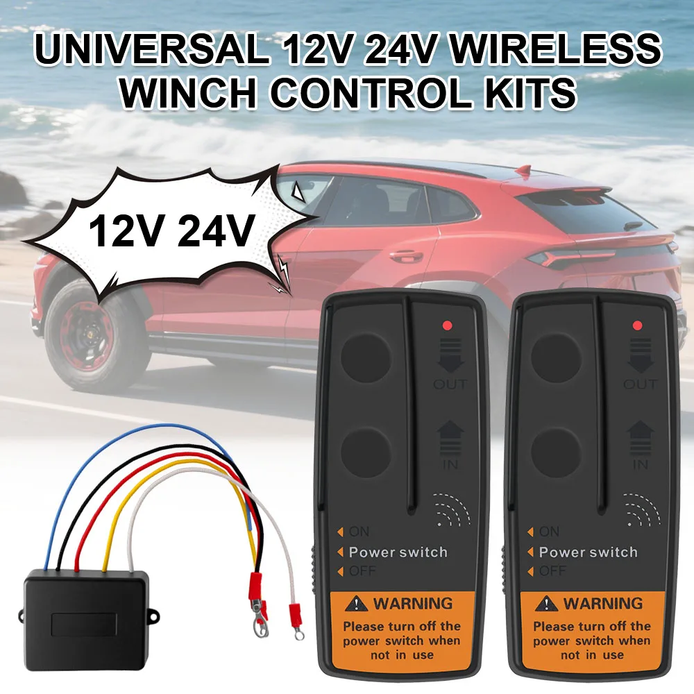 Wireless Remote Control Recovery Kit Switch Controller 72W Electric Winch Universal for Jeep Off-road ATV Trailer 2.4G 12V 24V