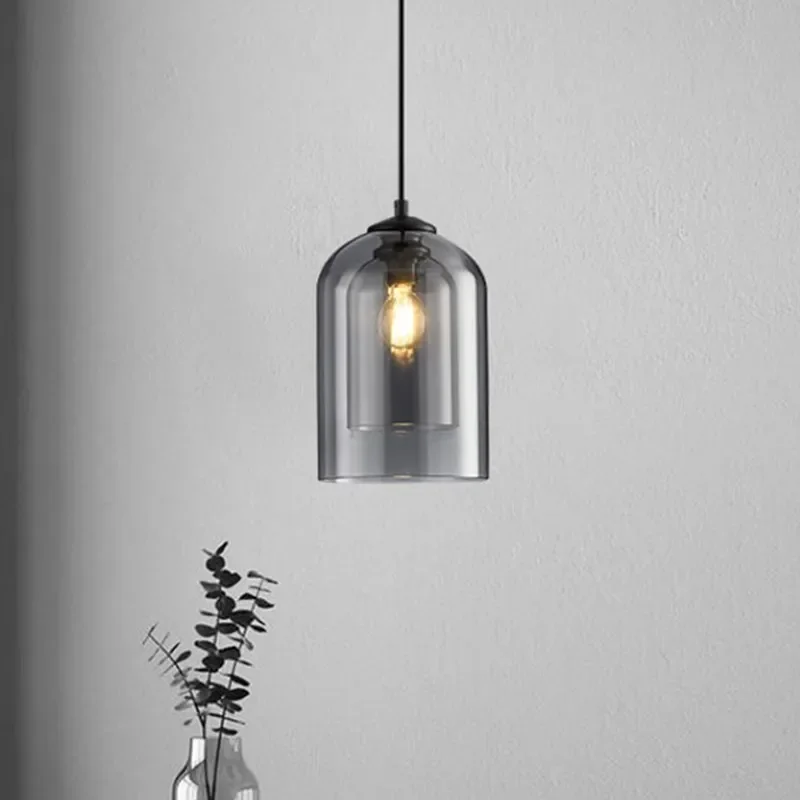 Modern Hanging Loft Glass Lustre Pendant Light LED Industrial Decor Lights Fixtures For Kitchen Restaurant Chandeliers Lamp