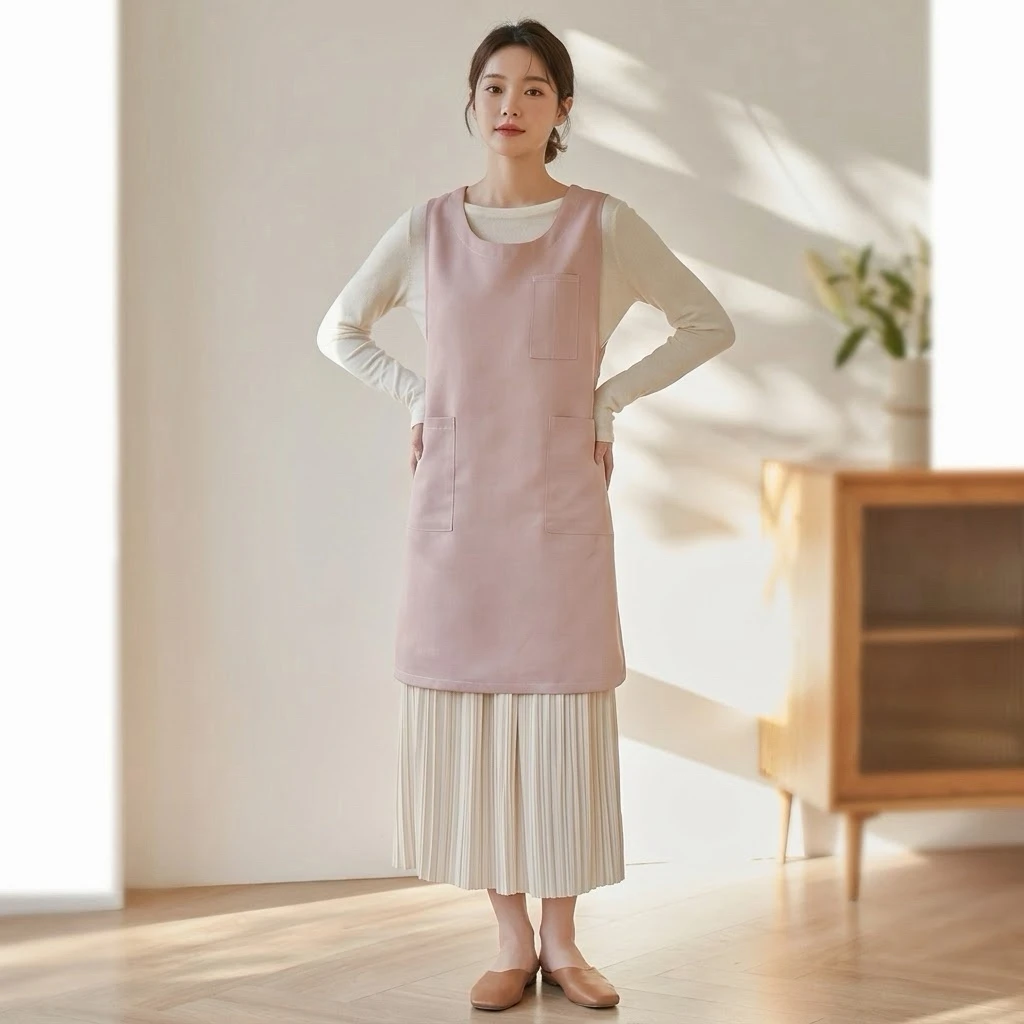 New Japanese Style Thickened Polyester Splash Proof Fabric Apron Korean Floral Home Decor Kindergarten Teacher Work Clothes