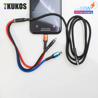 PD 66W 3 In 1 Fast Charging Cable For iPhone 11 Xiaomi Poco Micro USB Type C Charger Cord Multiple Usb C Charging Wire Line 1.2M