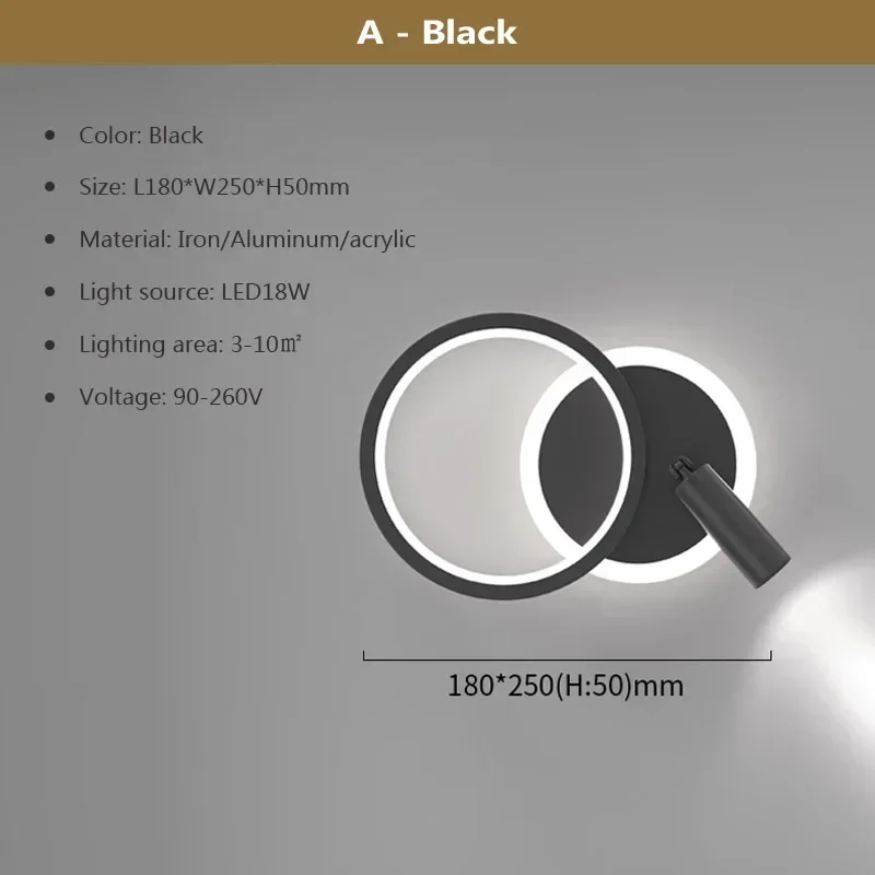 DAMIASMIL Moderne LED-Wandleuchte für Wohnzimmer, Schlafzimmer, Nachttisch, Arbeitszimmer, Treppe, Gang, minimalistische kreative Wandleuchte, Heimdekoration, Glanz 9