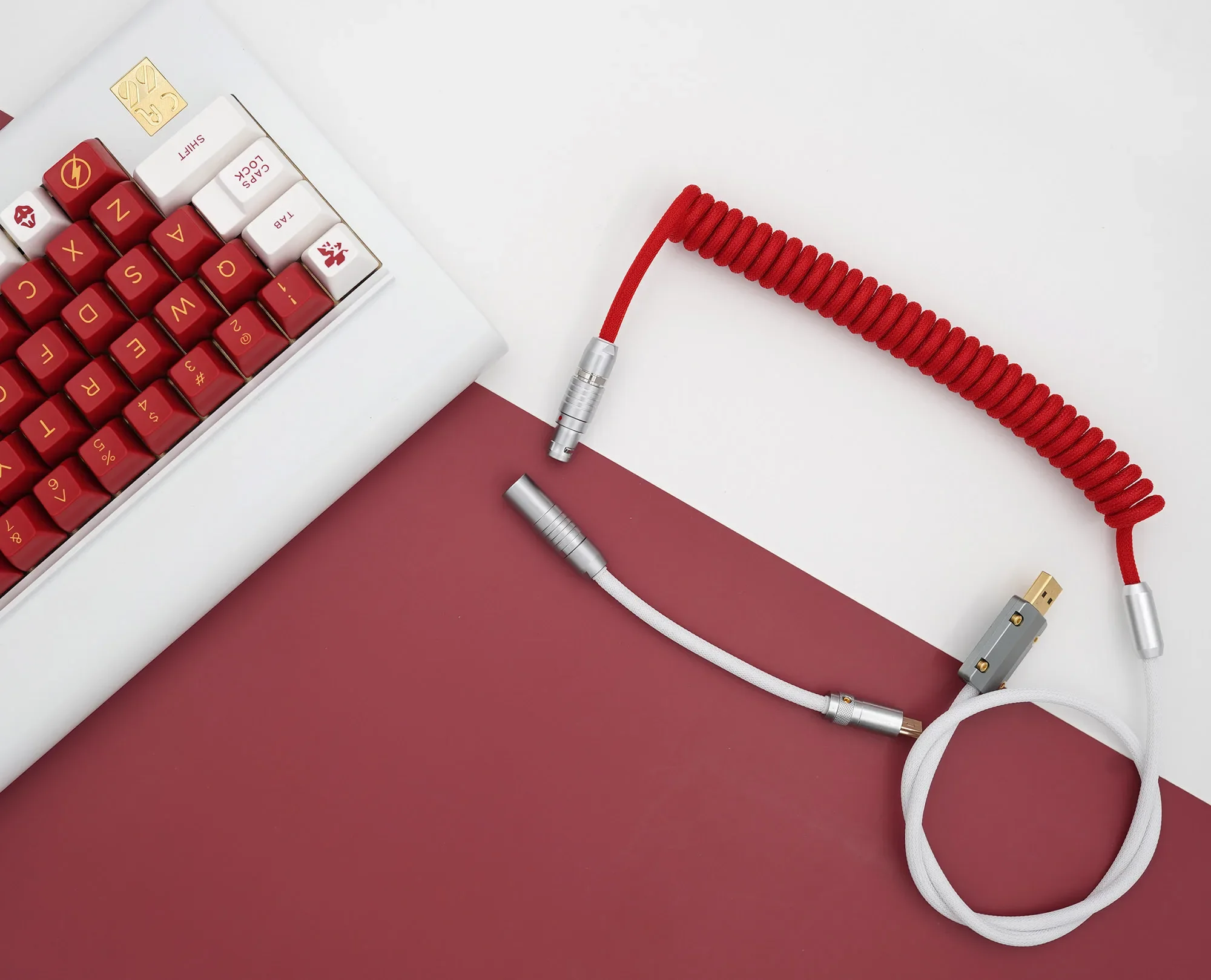 GeekCable Pole Shark Handmade Custom Computer Mechanical Keyboard Navigation Plug Data Cable CA66 theme line red and white