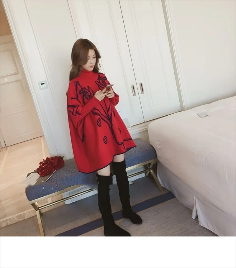 Sweater Cloak Women Femme Autumn Winter New Korean Of The Long High Collar Loose Cape Pullover Female Bat Shirt Poncho