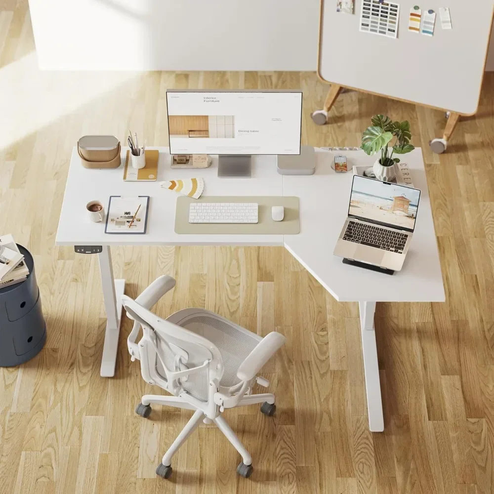 Elektrischer Stehschreibtisch, L-förmiger, höhenverstellbarer 55-Zoll-Schreibtisch, für Arbeit, Büro, Zuhause, ergonomischer, stehender Computertisch