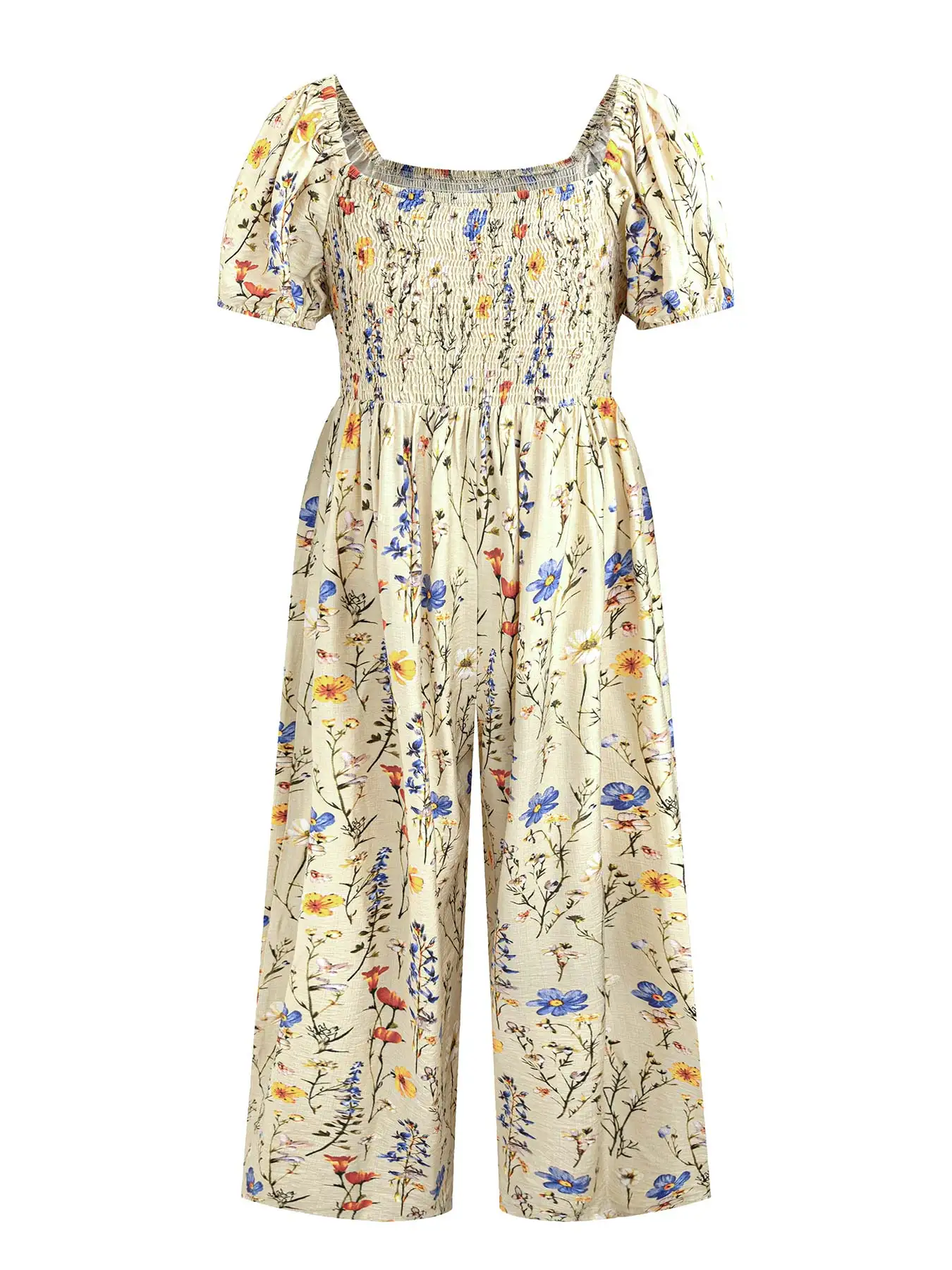 

【Plus Size】 Floral Print Jumpsuit, Boho Jumpsuit for Beach Vacation Holiday, Women's Clothes for All Seasons, Womenswear