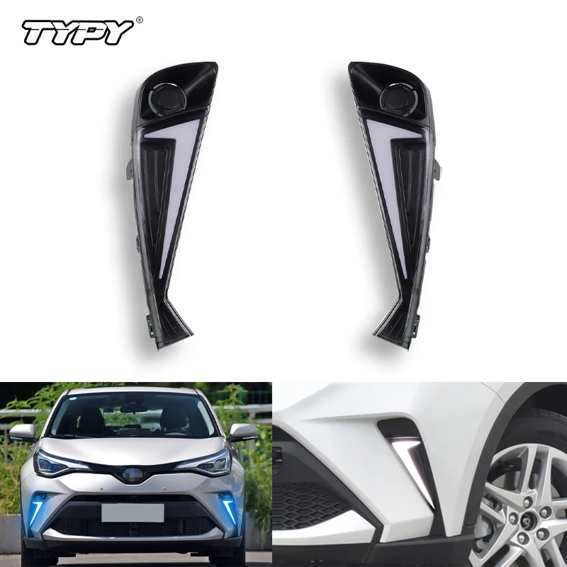 

TYPY Автомобильные светодиодные фары DRL для Honda CHR 2021 2022 2023, крышка светодиодных противотуманных фар, дневные ходовые огни с желтым указателем поворота, день L