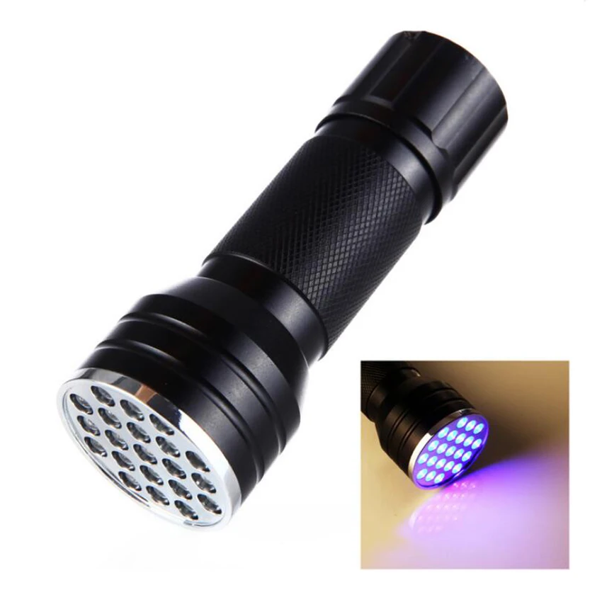 21 LED Light 395-410 LED Flashlight Torch Lamp Adhesive Curing Travel Safety Detection AAA
