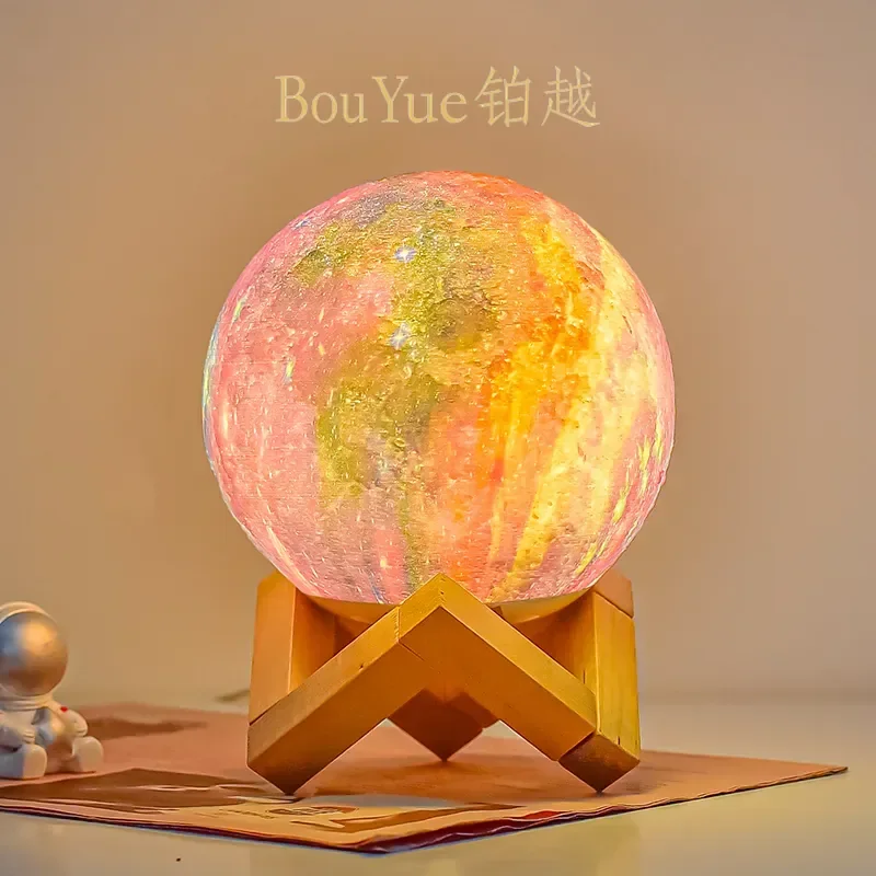 Starry Sky Moon Lamp Projection Night Light Remote Control Dimmable Touch Planet Desk Lamp Bedroom Ambient Lighting Decor
