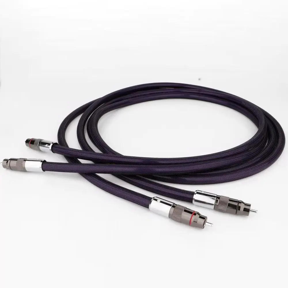 Pair OCC Copper RCA Interconnect Cable OCC Sliver Plated RCA Signal Wire With Rhodium Plated RCA Plug