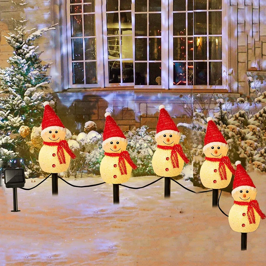 5 IN 1 Solar LED Christmas Solar Snowman Light Lawn Lantern Night Lamp Outdoor Garden Landscape Solar Snowman Ground Light