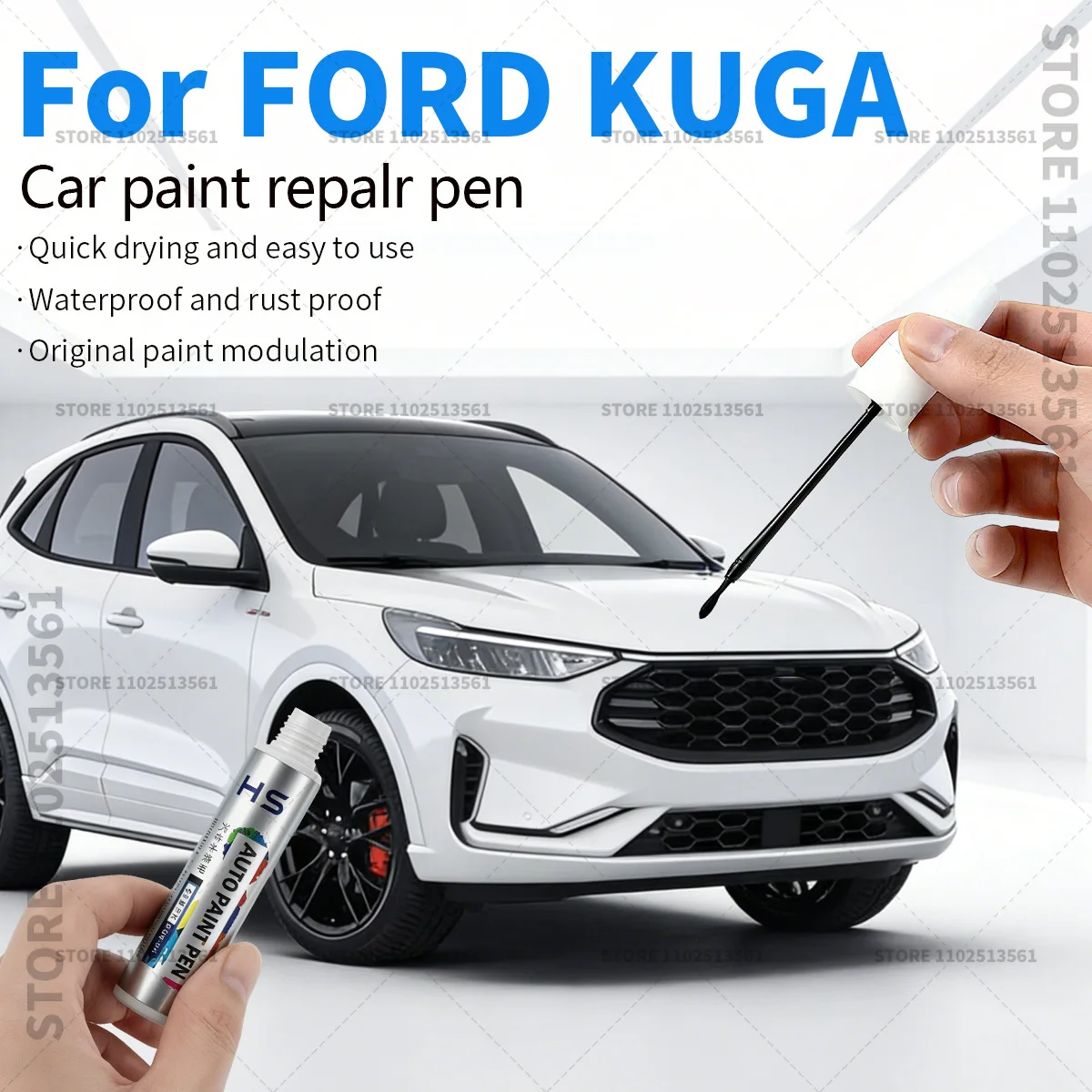 Car Paint Repair Pen For FORD KUGA Paint Scratch Repair Accessories Forzen white Agate Black Green Blue Silver Grey Red Orange