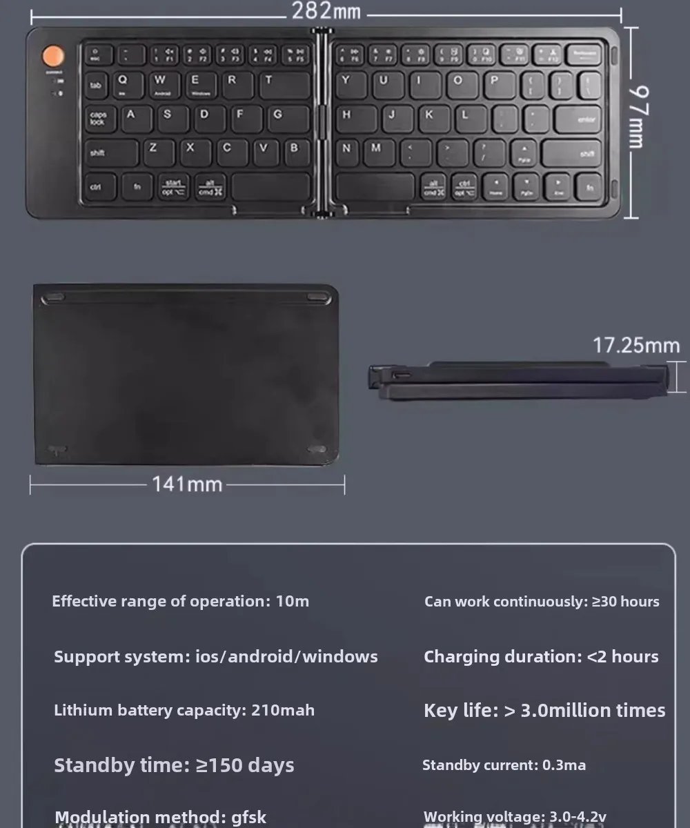 bluetooth wireless Tablet keyboard foldable key board Folding Portable mini keyboards for cell phone white low profile numpad