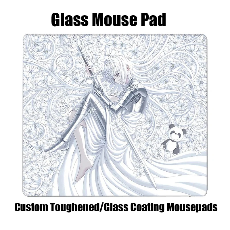 

Japanese Anime Swordsman Glass Mouse Pad Special For E-Sport Desk Mat FPS Custom Toughened Glass Coating Mousepads