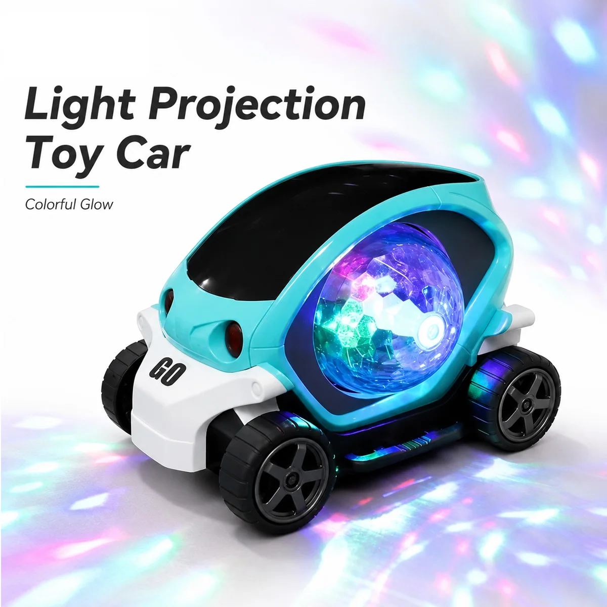 1PC Color Crystal Projection Light Electronic Toy Car Rolling Crawling Sensory Vehicle Perfect Birthday Gift children's Toy