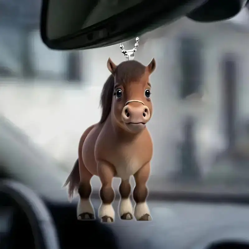 2D Flat Pony Decoration Pendant Christmas Tree Ornaments Car Horse Pendant Decoration Home Realistic Horse Pendant Decoration