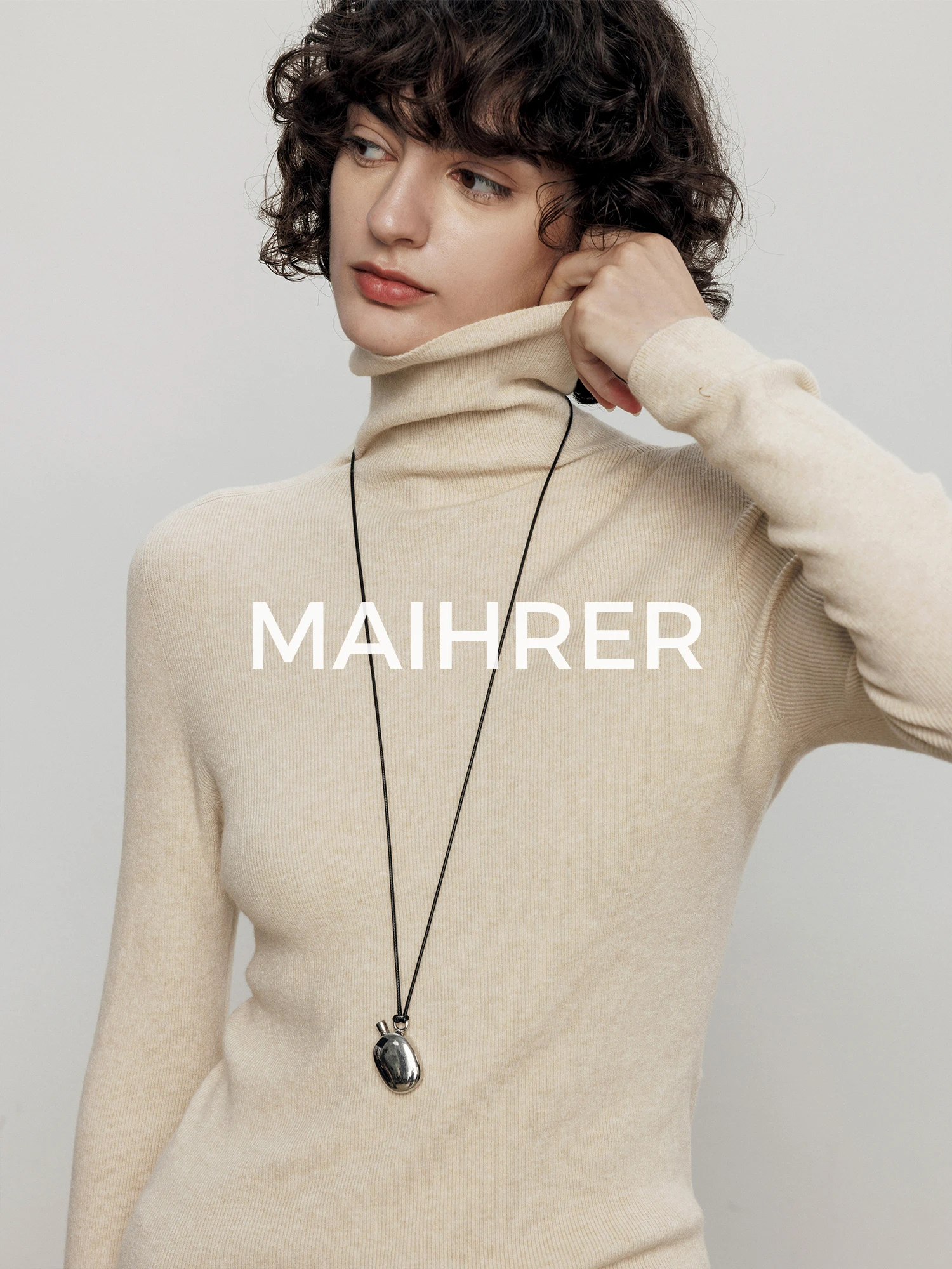 

Женский вязаный свитер Maiher с высоким воротником, облегающий, повседневный, из полиэстера, осенне-зимний