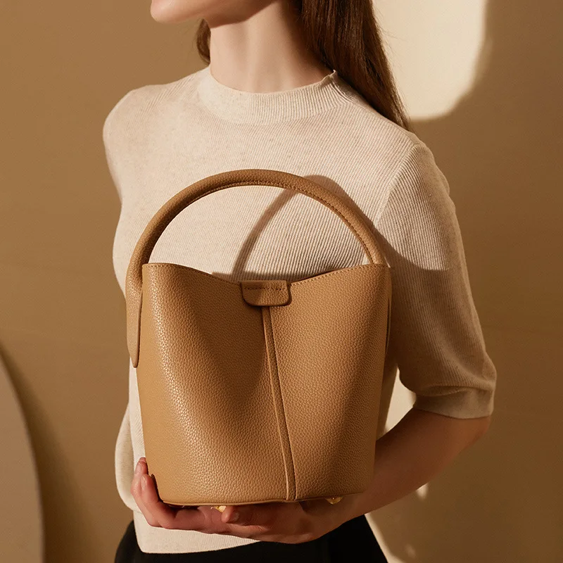 Bag commuter women's bag messenger bag spring and summer high-end leather vegetable basket portable messenger bucket bag