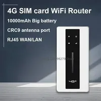 4G SIM Card Wifi Router 10000mAh Big Battery Lte Modem Travel Pocket MIFI Hotspot RJ45 Port CRC9 Antenna Port Portable WiFi