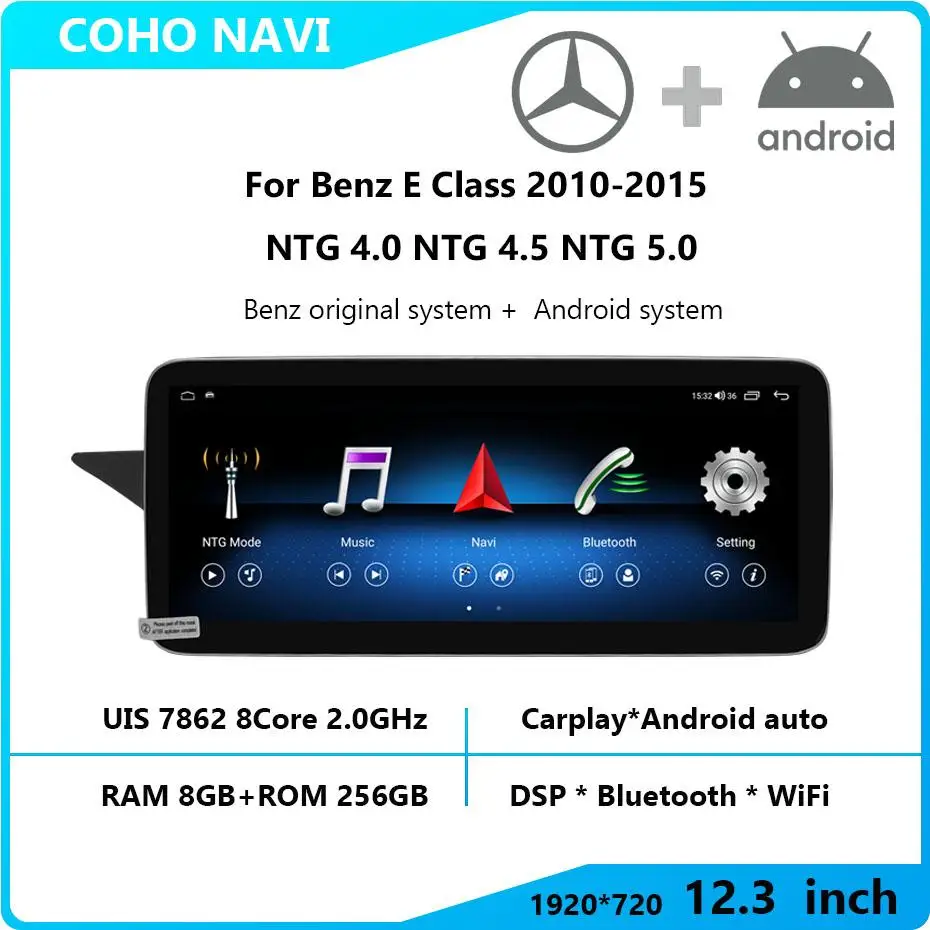 

Android 12 API 31 для Benz E Class 2010-2015 NTG 4,0 NTG 4,5 NTG 5,0 UIS 7862 Octa-core 8 + 256 ГБ автомобильная навигация CarPlay Автомагнитола