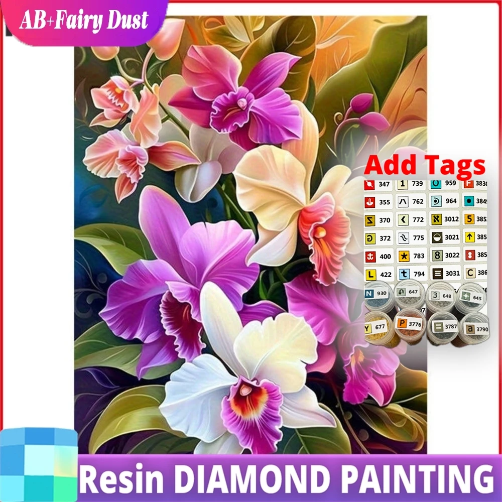 

Алмазная вышивка 5D с полным заполнением квадратными и круглыми стразами Resin AB Fairy Dust, мозаика с цветами ирисов, красочная картина, DIY, ручная работа, хобби