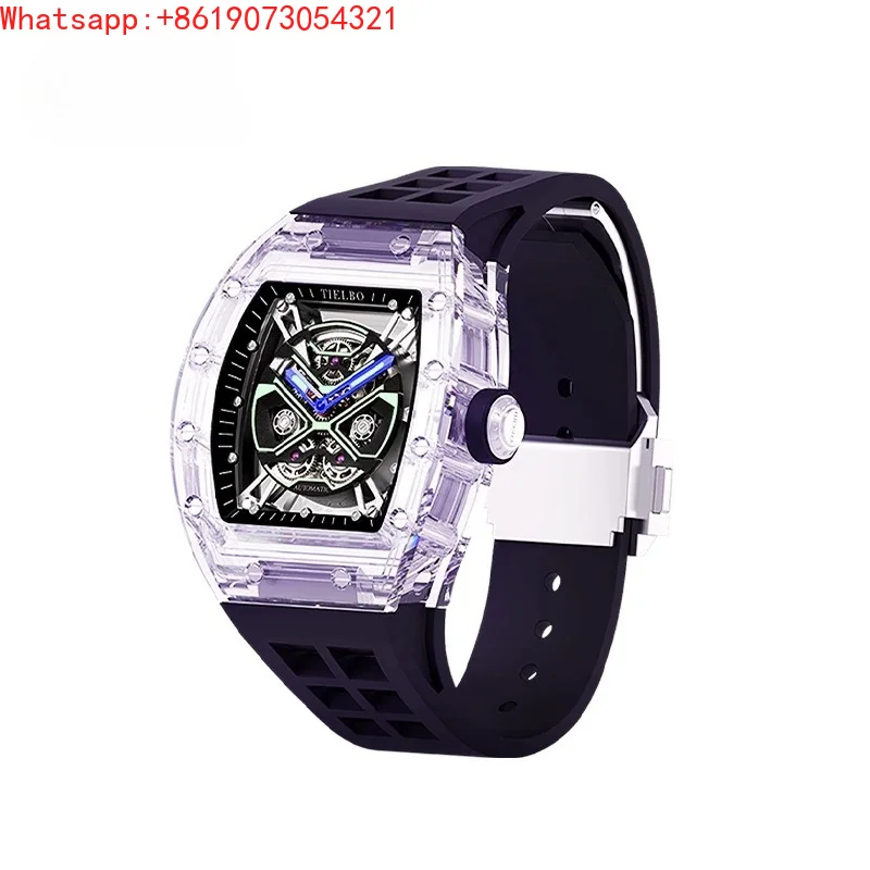 303 barrel-shaped watch men's and women's fashion automatic mechanical hollow luminous waterproof watch