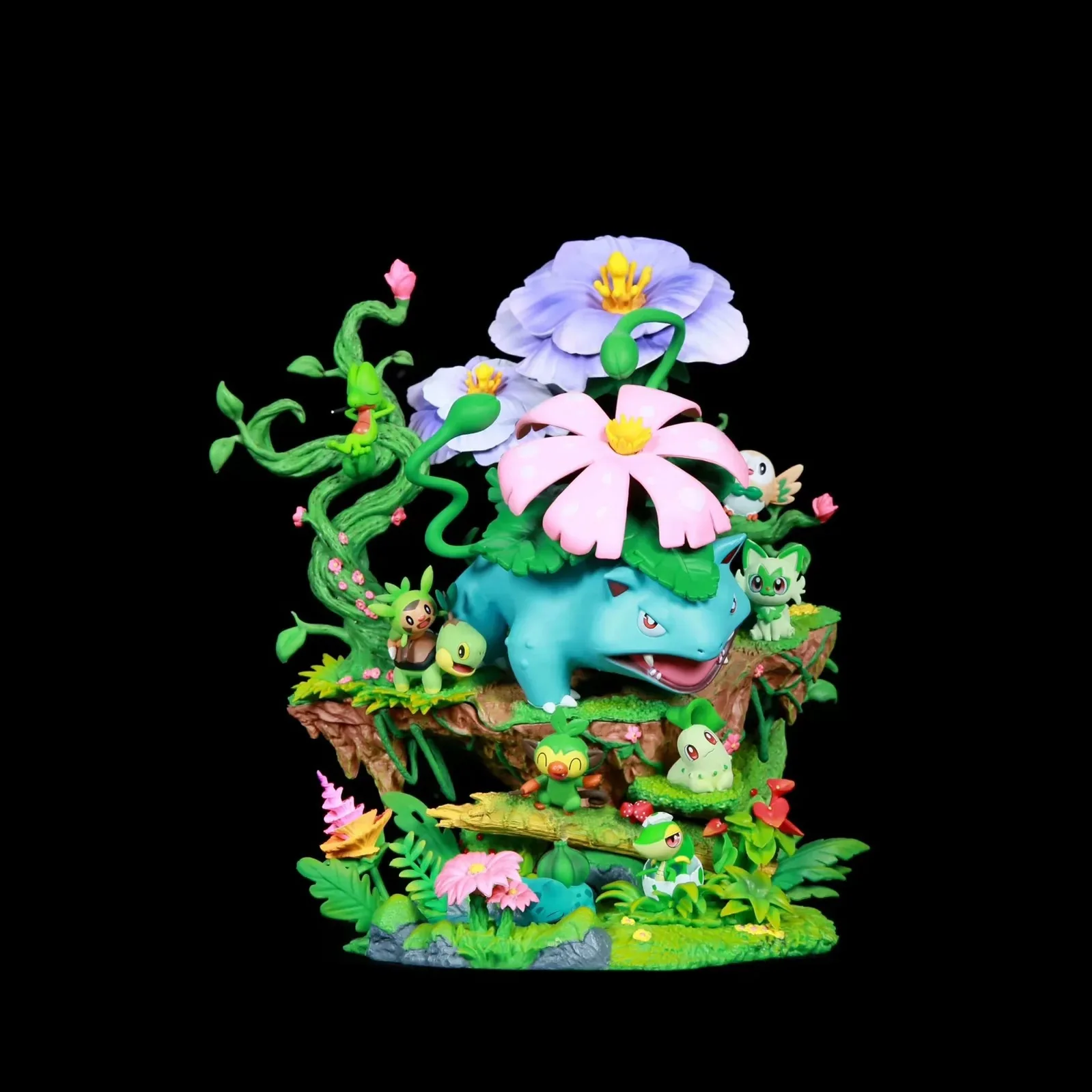 Anime Pokemon Bulbasaur Venusaur Sprigatito Rowlet Treecko Chespin Turtwig Forest Ver. PVC Action Figure Statue Model Toys Doll