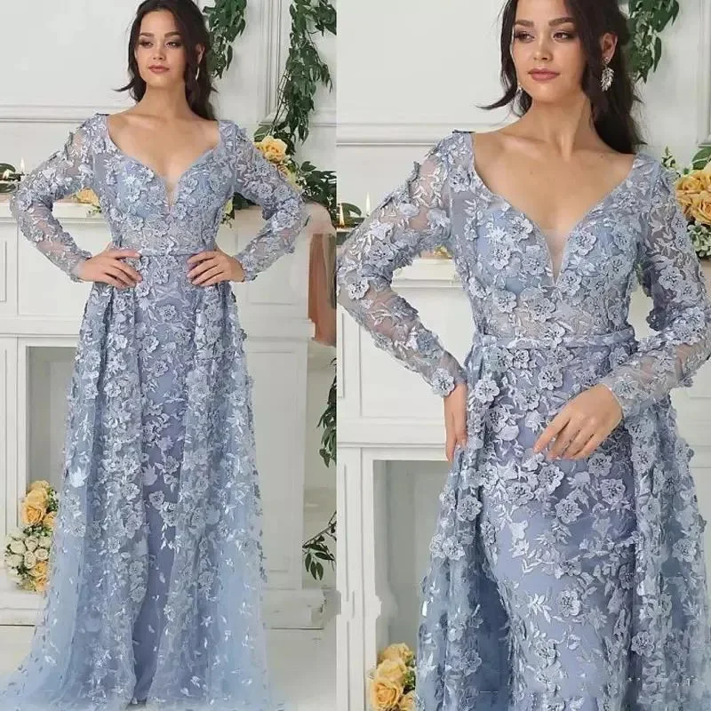 Amazing Full Appliques Long Sleeves Prom Evening Gowns Lace Mother of the Bride Dress Occasion Formal Party Wedding Summer 2023