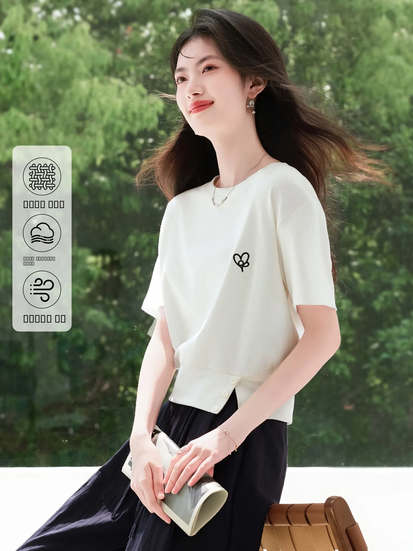 

Женская футболка Xin Fei Yu с вышивкой, белая, с дизайном пчелы, летняя новинка, из дышащей хлопковой смеси