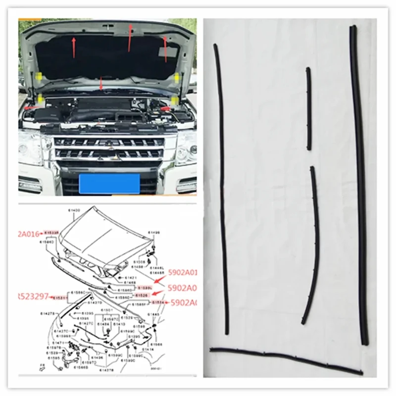 Automobile Engine Seal Strip Hood Rubber Strip For Pajero Montero Shogun V93 V97 V98 V95 2007-2020 5902A054 5902A017 Car Parts