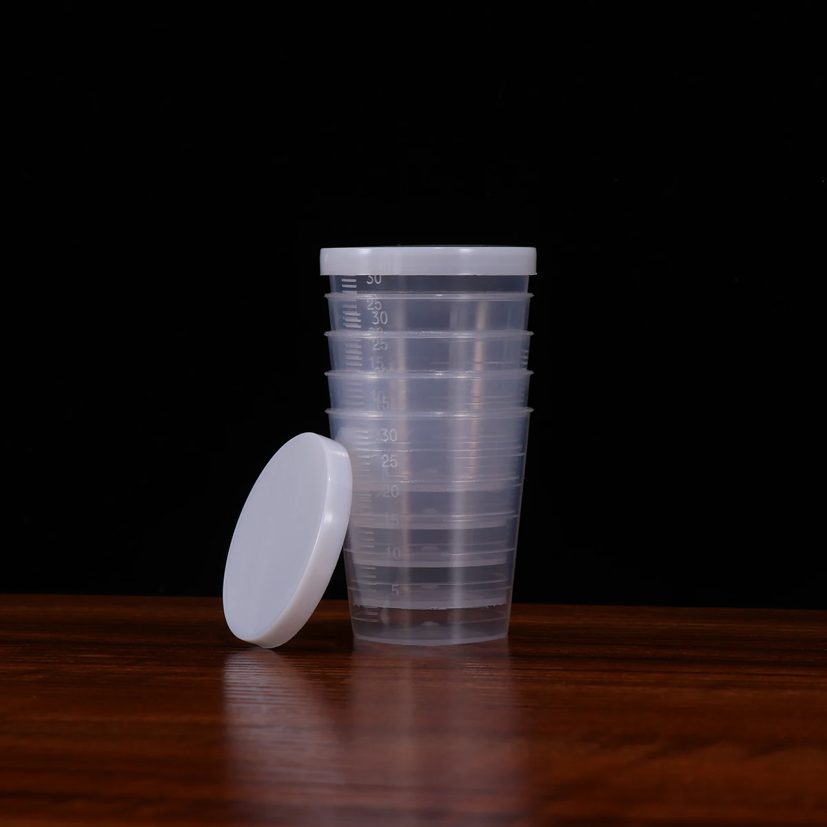 

50 Pcs Disposable Measuring Cups Plastic 30ml Transparent Lids Kitchen Laboratory Specimen Sample Cups Reusable Storage