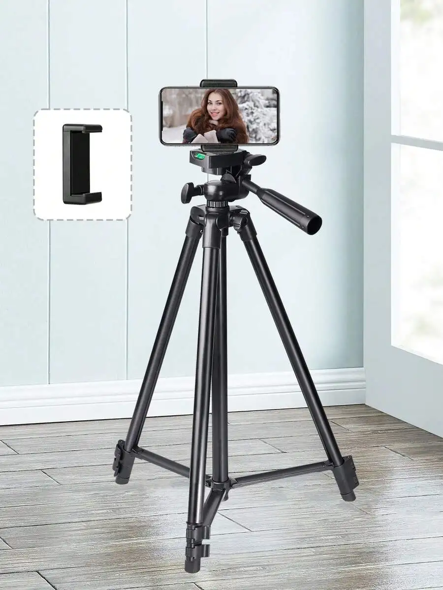 Mobile Phone Tripod With Phone Holder 360° Rotation Height Adjustable Up To 128cm For iPhone Android DSLR Vlogging Live