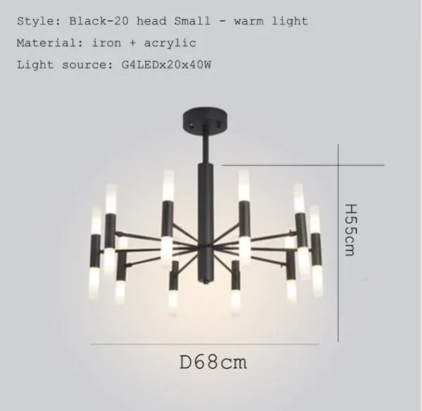 ZIMULONG Acryl Rohr Led Kronleuchter Gold/Schwarz Moderne Led Kunst Anhänger Lampe für Küche Wohnzimmer Loft Schlafzimmer Leuchten 7