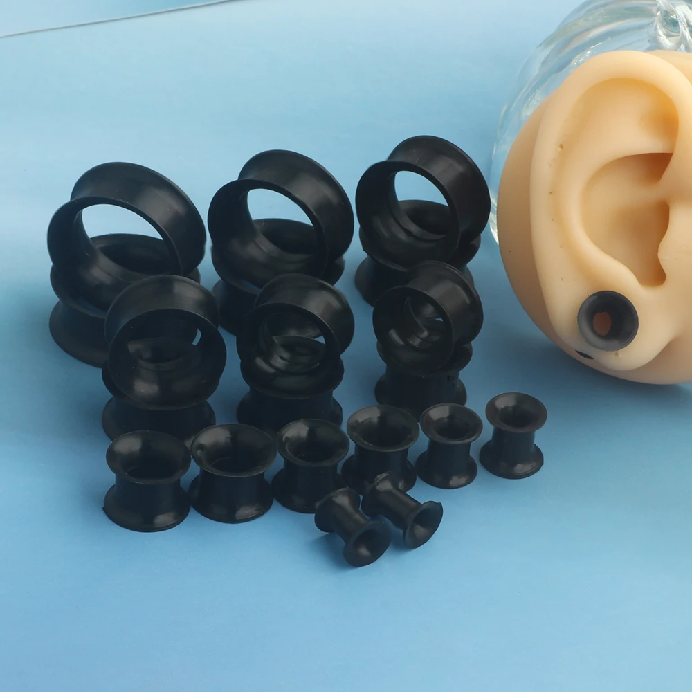 NEW wholesale 192 pcs/lot mix 12 Size Body Jewelry Double Flared Ear Expander  Silicone Flesh Tunnel plug