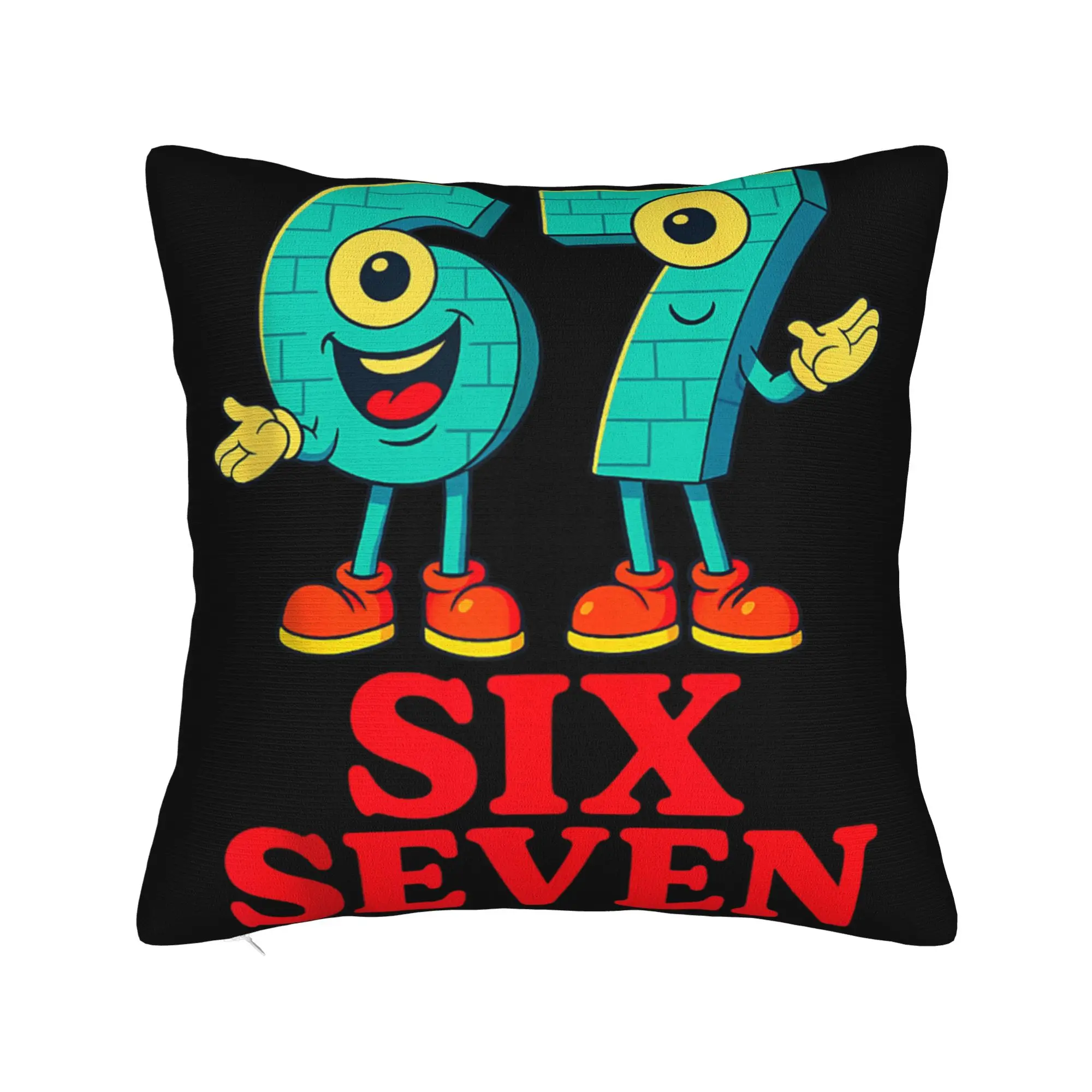 67 Six Seven 6-7 divertido Brainrot italiano verde Gaming Meme funda de almohada personalizada funda de cojín para silla de sala de estar