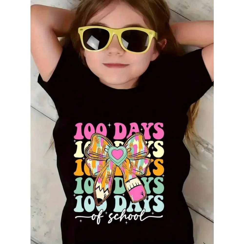 

Футболка с рисунком «100 дней в школе» для девочек — наряд для первого дня в школе, школьная одежда для девочек, подарки на день рождения/праздник