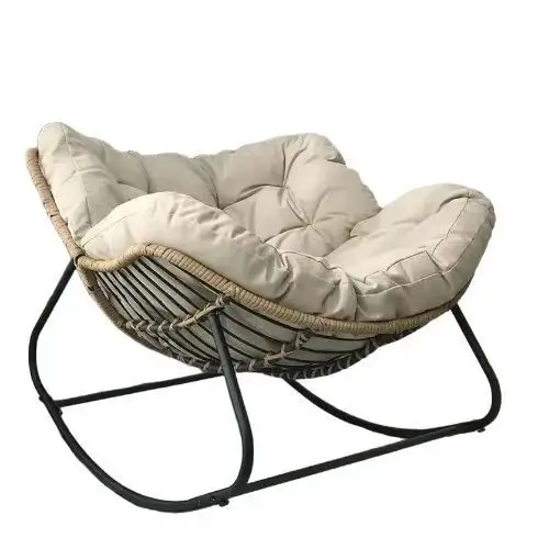 

Modern Rocking Chair Fabric Recliner Chaise Lounge with Steel Frame Sponge Filling for Living Room Bedroom Home Hotel Furniture
