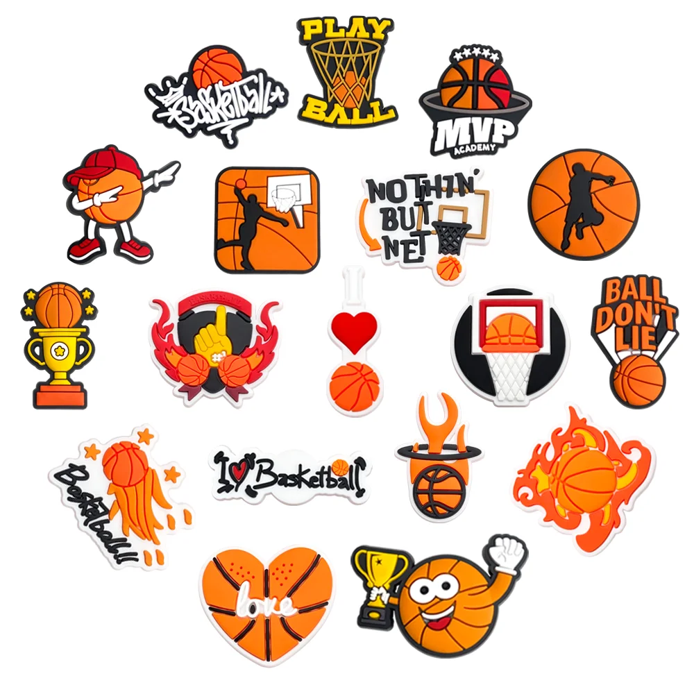 18pcs basketball Shoe Accessories Shoe Charms Shoe buckle PVC Sandals Decoration - Shoe Charms Gifts