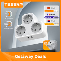 TESSAN EU Multi Wall Outlet Power Strip Extender with USB Charging Ports Europe Korea Plug Electric Wall Socket Adapter for Home