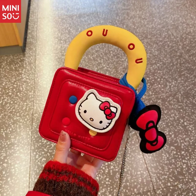 

Сумка через плечо Miniso Viral Red Hello Kitty, милый мини-кошелек с ремешком-цепочкой для девочек